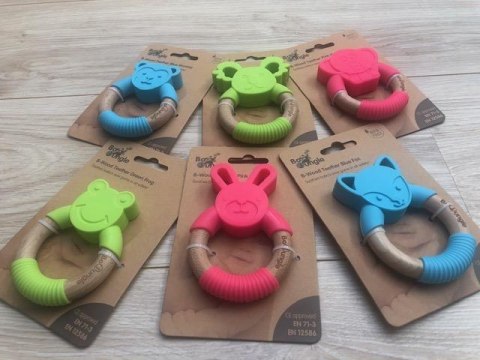 B-Gryzak drewniano-silikonowy Animals Blue Monkey