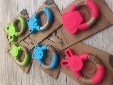 B-Gryzak drewniano-silikonowy Animals Blue Monkey