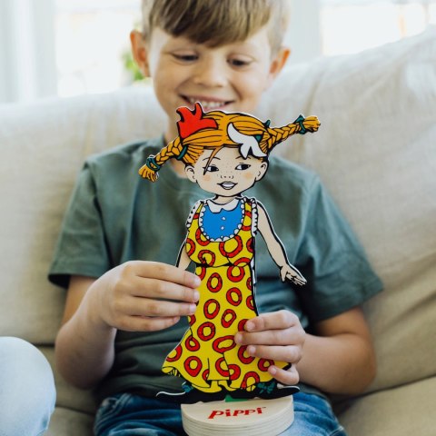Drewniana lalka Pippi Langstrumpf zestaw przebieranie zabawka dla dzieci MICKI