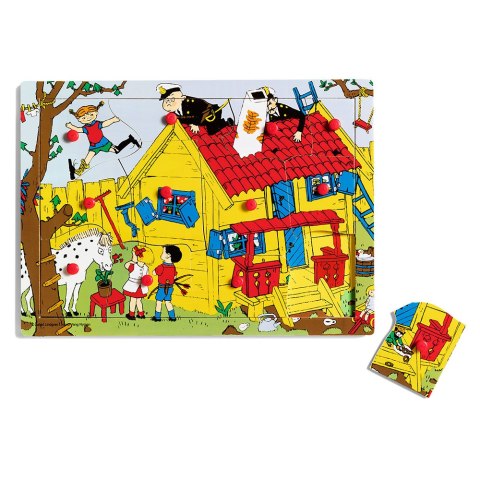 Drewniana układanka puzzle z uchwytami 12 szt Pippi Langstrumpf zabawka MICKI