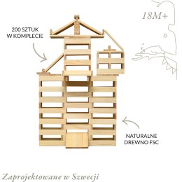Drewniane klocki konstrukcyjne, zestaw 200 klocków zabawka dla dzieci Micki MICKI