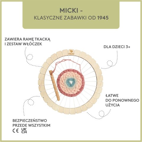 Krosno okrągłe dla dzieci 21 cm ramka do tkania, kreatywna zabawka, Micki MICKI