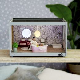 Zestaw prysznic do łazienki do domku dla lalek, meble łazienkowe, Lundby MICKI