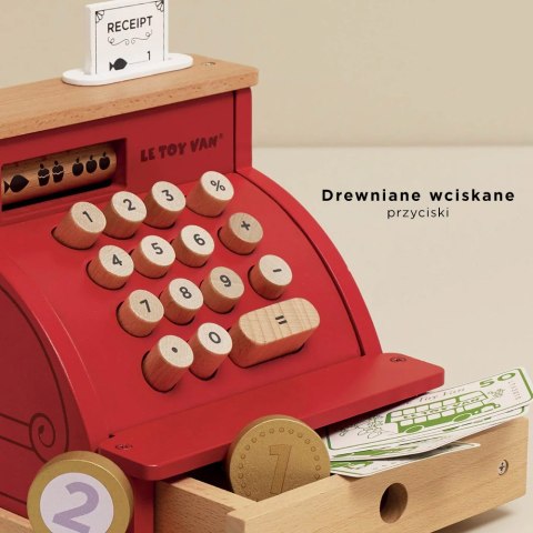 Drewniana kasa sklepowa, zabawka dla dzieci, odgrywanie ról, Le Toy Van Le Toy Van