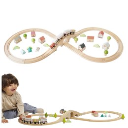 Drewniana kolejka zestaw 40 elementów, tory, pociąg, zabawka, Le Toy Van Le Toy Van