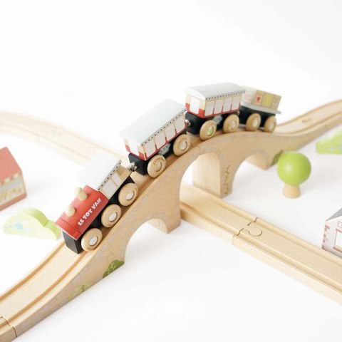 Drewniana kolejka zestaw 40 elementów, tory, pociąg, zabawka, Le Toy Van Le Toy Van