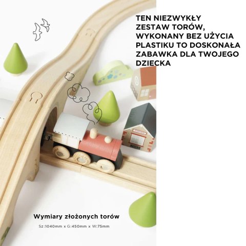 Drewniana kolejka zestaw 40 elementów, tory, pociąg, zabawka, Le Toy Van Le Toy Van