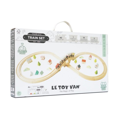Drewniana kolejka zestaw 40 elementów, tory, pociąg, zabawka, Le Toy Van Le Toy Van