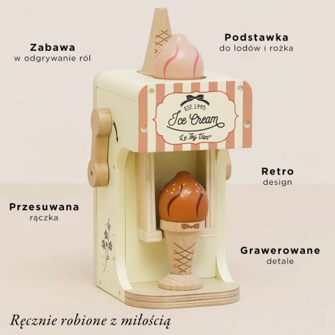 Drewniana maszynka do robienia lodów, lody do zabawy, lodziarnia Le Toy Van Le Toy Van