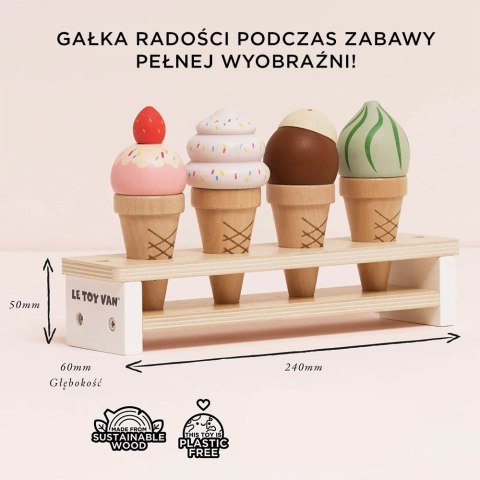 Drewniane lody rożki zestaw, zabawka dla dzieci, lodziarnia, Le Toy Van Le Toy Van