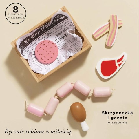 Drewniane mięso w skrzynce, zabawka dla dzieci, stragan sklep Le Toy Van Le Toy Van