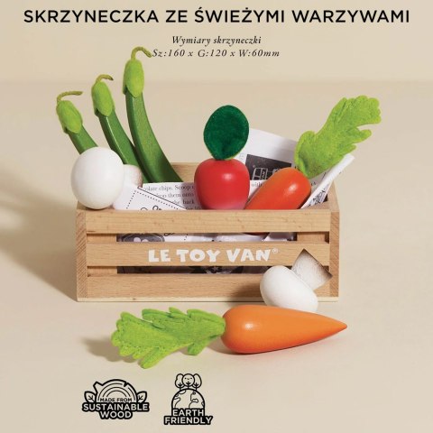 Drewniane warzywa w skrzynce, zabawka dla dzieci, stragan, sklep Le Toy Van Le Toy Van