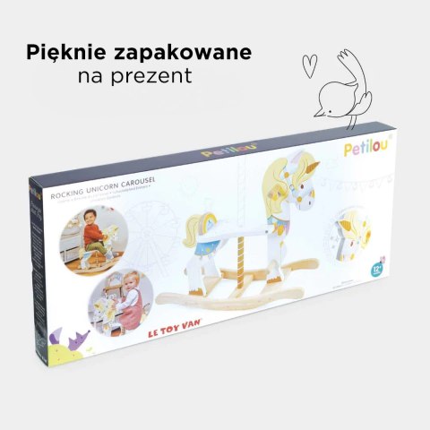 Drewniany jednorożec konik na biegunach, zabawka dla dzieci koń, Le Toy Van Le Toy Van
