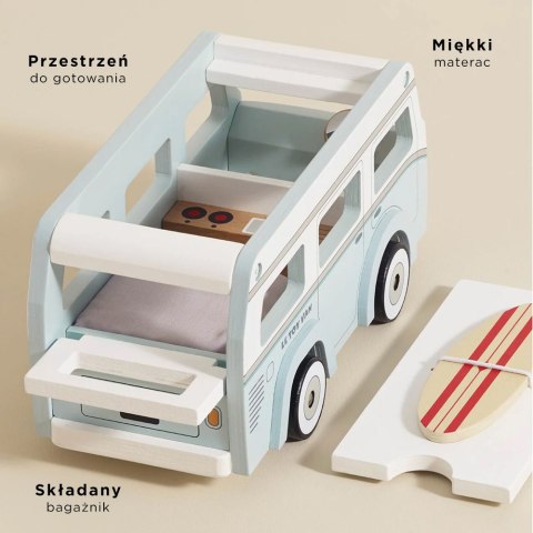 Drewniany kamper retro, wakacyjny samochód, zabawka dla dzieci, Le Toy Van Le Toy Van