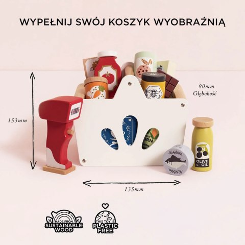 Drewniany koszyk z zakupami i skanerem dla dzieci zabawa w sklep Le Toy Van Le Toy Van