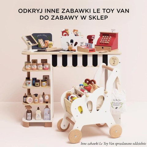 Drewniany koszyk z zakupami i skanerem dla dzieci zabawa w sklep Le Toy Van Le Toy Van