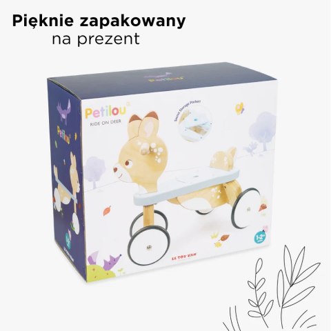 Drewniany pierwszy jeździk jelonek, zabawka na kołach dla dzieci Le Toy Van Le Toy Van