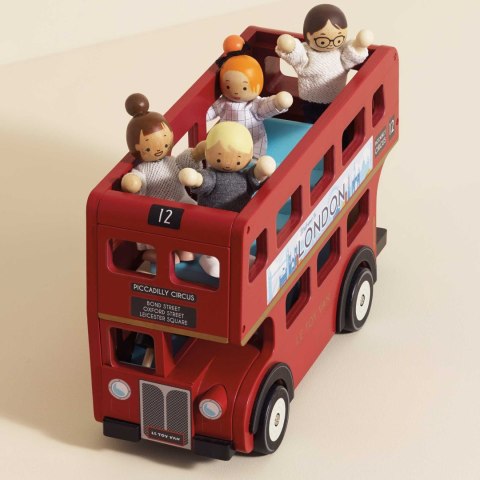 Drewniany piętrowy autobus, Londyn, zabawka dla dzieci, pojazd, Le Toy Van Le Toy Van