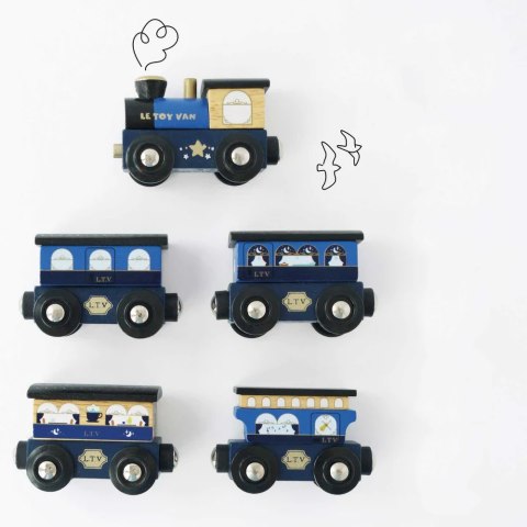 Drewniany pociąg Twilight zestaw z wagonami, zabawka dla dzieci, Le Toy Van Le Toy Van