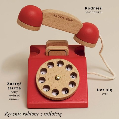 Drewniany telefon vintage, zabawka dla dzieci, odgrywanie ról, Le Toy Van Le Toy Van