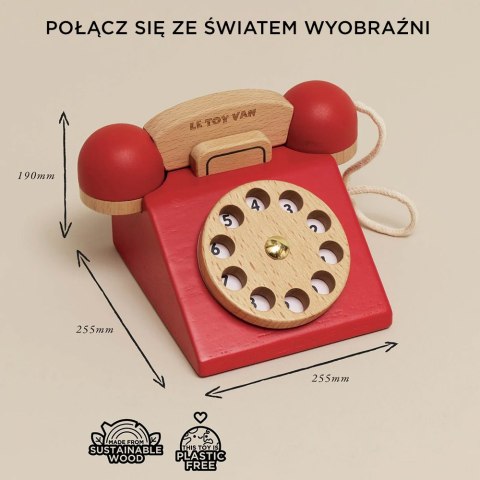 Drewniany telefon vintage, zabawka dla dzieci, odgrywanie ról, Le Toy Van Le Toy Van