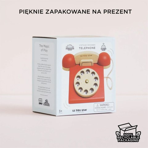 Drewniany telefon vintage, zabawka dla dzieci, odgrywanie ról, Le Toy Van Le Toy Van