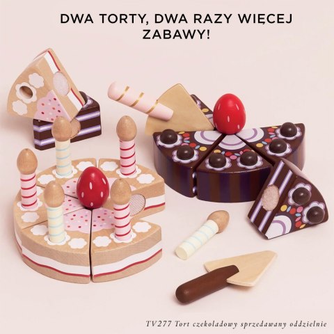 Drewniany tort urodzinowy ze świeczkami, zabawka dla dzieci, Le Toy Van Le Toy Van