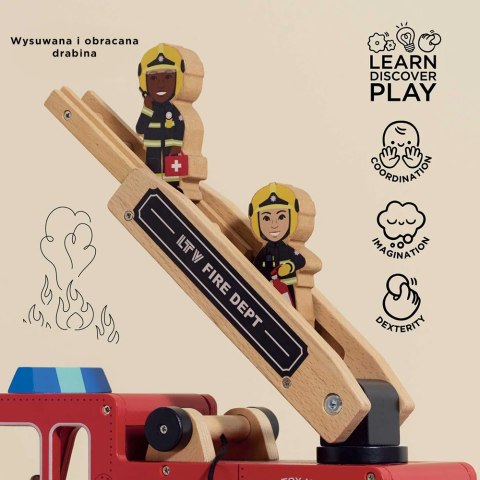 Drewniany wóz strażacki zestaw z figurkami straż pożarna zabawka Le Toy Van Le Toy Van