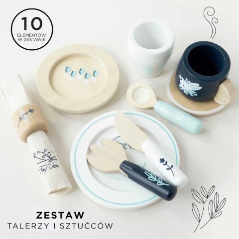 Drewniany zestaw obiadowy, akcesoria kuchenne dla dzieci zabawka Le Toy Van Le Toy Van