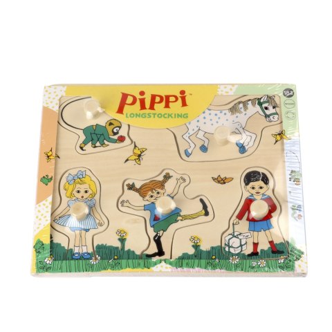 Drewniana układanka puzzle z uchwytami Pippi Langstrumpf, sorter kształtów MICKI