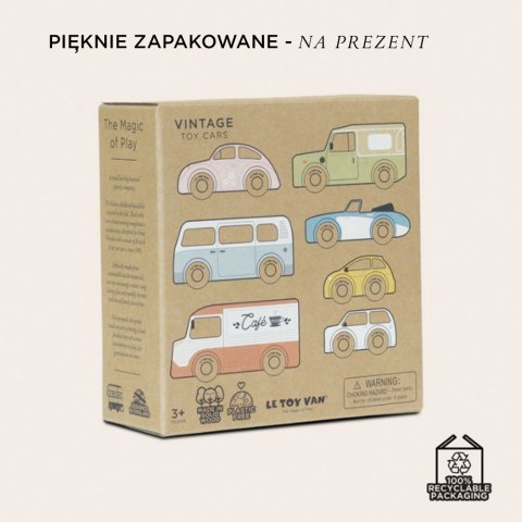 Drewniane samochody vintage zestaw, zabawka dla dzieci, auta Le Toy Van Le Toy Van