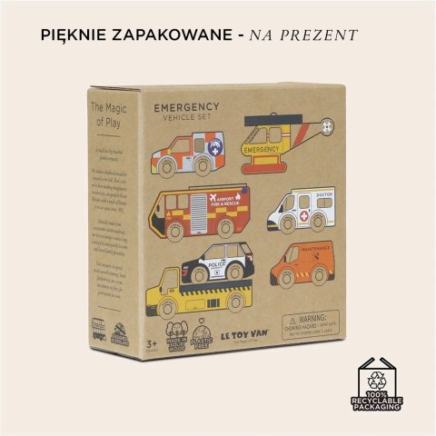 Drewniane służby ratunkowe zestaw, samochody zabawka dla dzieci, Le Toy Van Le Toy Van