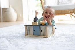 Drewniany garaż zabawka dla dzieci, zabawa samochodami, warsztat auta Micki MICKI