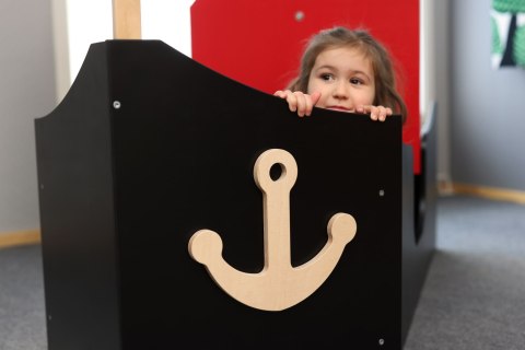 Drewniany statek piracki meble dla dzieci łódka wyposażenie zabawka Micki MICKI