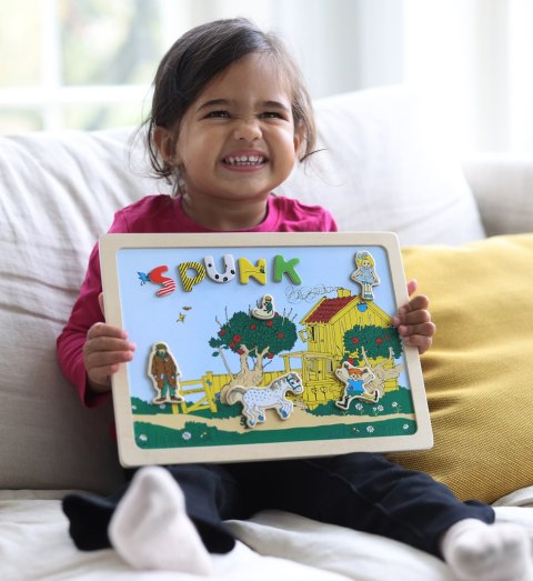 Dwustronna magnetyczna tablica literki i obrazki, edukacyjna zabawka, Pippi MICKI