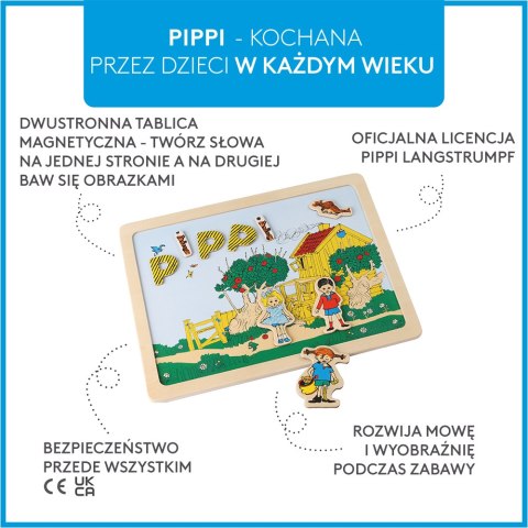 Dwustronna magnetyczna tablica literki i obrazki, edukacyjna zabawka, Pippi MICKI