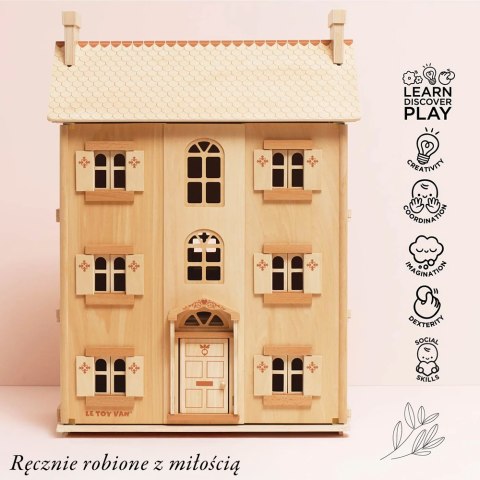 Naturalny drewniany domek dla lalek, zabawka dla dzieci, lalki, Le Toy Van Le Toy Van