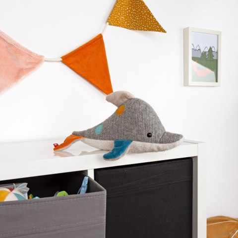 Pierwsza przytulanka Delfin 33cm patchworkowa zabawka dla dzieci sigikid Sigikid