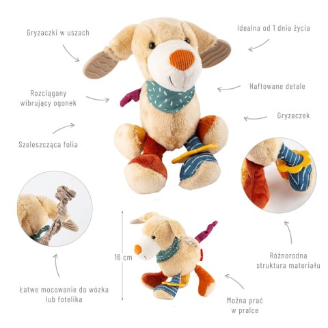Zabawka rozwojowa Piesek szeleścik grzechotka gryzaczek dla dzieci sigikid Sigikid