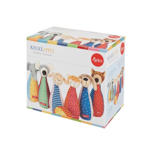 Zestaw miękkie kręgle dla dzieci zabawka rozwojowa patchwork gra sigikid Sigikid