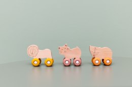Drewniany samochód autko z silikonowymi kołami - Kot Trixie Baby