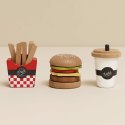 Drewniany zestaw 3w1 hamburger frytki napój, zabawka dla dzieci, Le Toy Van Le Toy Van