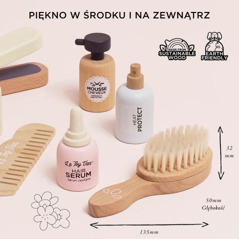 Drewniany zestaw fryzjer, prostowanie włosów, zabawka dla dzieci, Le Toy Van Le Toy Van