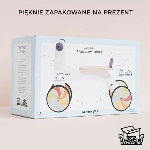 Tęczowy pierwszy jeździk, drewniana zabawka na kołach dla dzieci Le Toy Van Le Toy Van