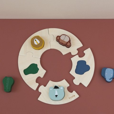 Drewniane okrągłe puzzle ze zwierzątkami Trixie Baby