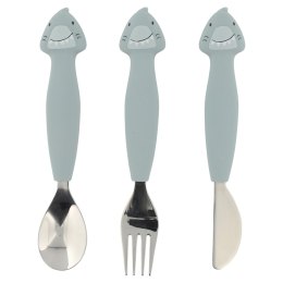 Silikonowy Zestaw Sztućców 3 szt. - Rekin Trixie Baby