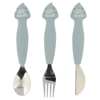 Silikonowy Zestaw Sztućców 3 szt. - Rekin Trixie Baby