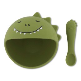 Zestaw do karmienia Miseczka z przyssawką i łyżeczką Dinozaur 4m+ Trixie Baby
