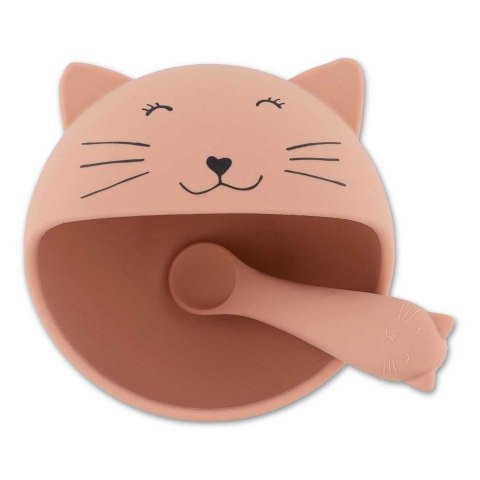 Zestaw do karmienia Miseczka z przyssawką i łyżeczką Kot 4m+ Trixie Baby