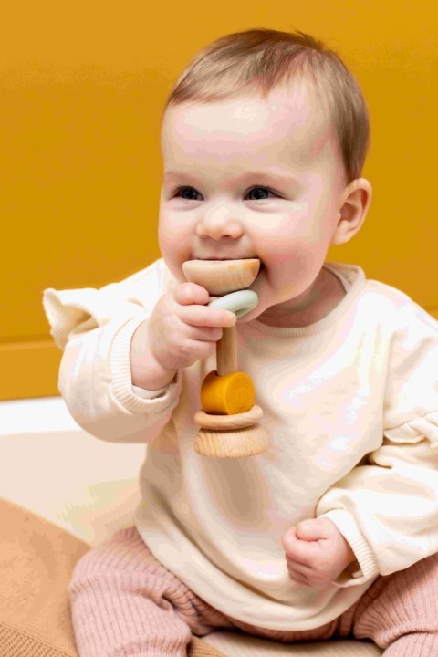 Drewniana silikonowa grzechotka - Lew Trixie Baby